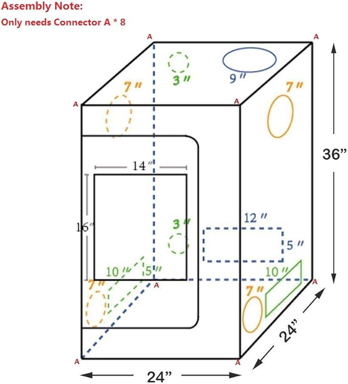 Grow Tent, 2x2 Feet Mylar Grow Tent with Obeservation Window and Floor Tray for Indoor Plant Growing (24"x24"x36")