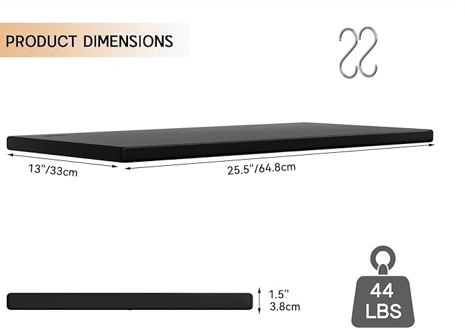 KINYING Plastic Shelving for 37 Cu.ft Horizontal Shed and 57 Cu.ft Vertical Shed, One Shelf with 2 Hooks On The Package, 25.5 in * 13 in, Easy Assembly