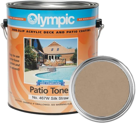 Olympic Patio Tones - Silk Straw - 1 Gallon - Non-slip acrylic deck and patio coating, concrete restorer.