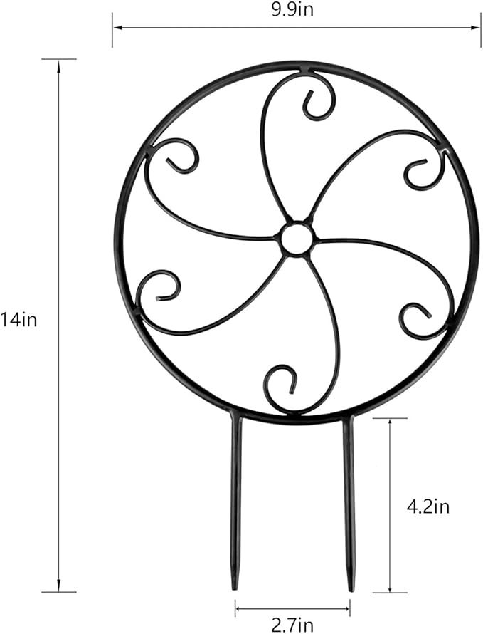 2 Pcs 14in Indoor Metal Garden Circle Plant Trellis for Houseplant Climbing Pot Plants, Black (Style A)
