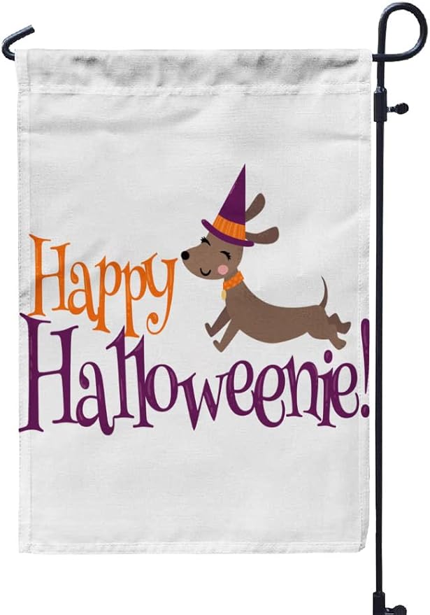 Happy Halloween Dachshund Outdoor Welcome Garden Flag Home Yard Decorative 12X18 Inches Double Sided Seasonal Garden Flags