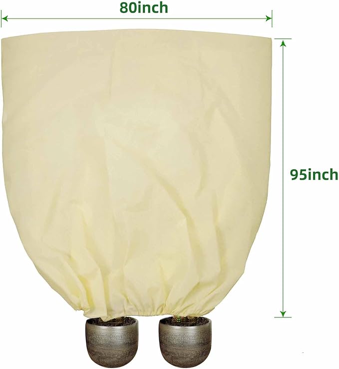 TCBWFY 95x80 Inch Huge Plant Covers Freeze Protection Frost Cloth for Outdoor Plants,2.82oz/yd² Thickened Winter Tree Covers with Zipper Drawstring,Frost Blanket from Wind,Pest and Animal
