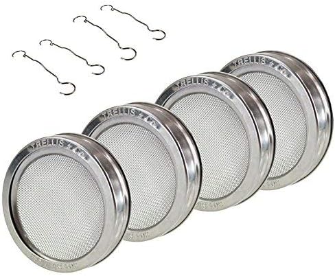| Stainless Steel Sprouting Kit, 4 Pack with Sprouting Stands | Rust Proof 316 Stainless, Curved Mesh, Fits Most Wide Mouth Mason Jars | Grow Your Own Organic Sprouts from Seeds