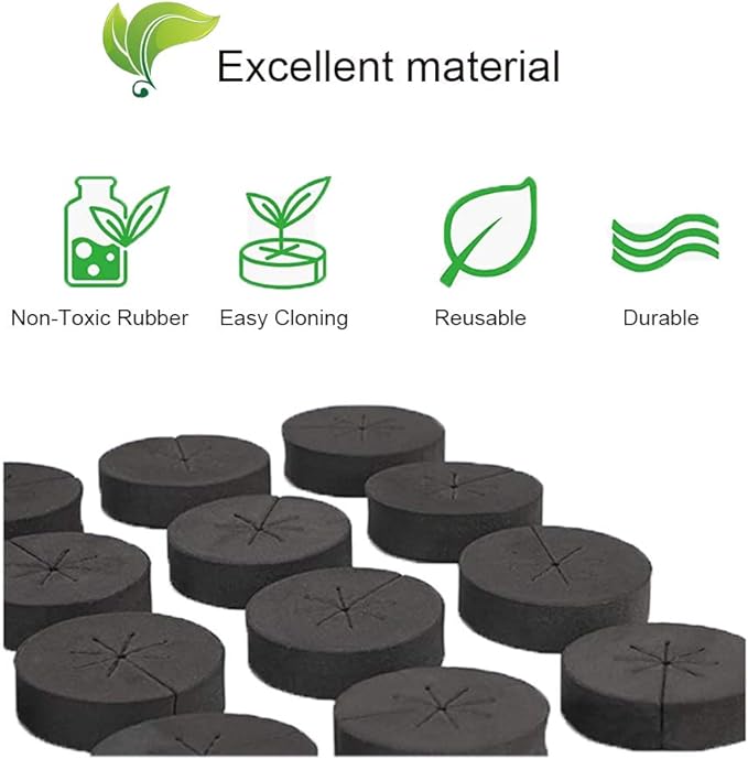 SUCOHANS 50 Pack Cloning Collars Inserts Premium Grade Foam, Cloner Collars, Better Than Neoprene for Hydroponics Plant Germination in DIY Cloner & Clone Machines, Fits 2 Inch Net Cups (Black)