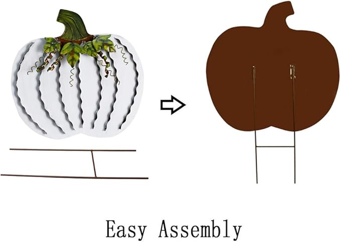 Metal Pumpkin Garden Stakes - Autumn Decorative Yard Signs - Indoor Outdoor Plant Flower Stake Fall Lawn Ornaments Pumpkin Decoration for Harvest Halloween (17.5"+26"-B)