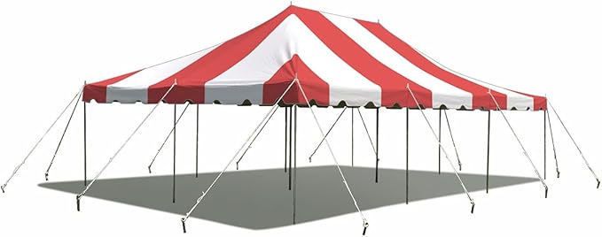 Party Tents Direct 20'x30' Weekender Canopy Pole Tent - Easy Up Canopy Tent with 120 Person Capacity - Outdoor Canopies for Parties, Weddings, & Events (Red/White Top)