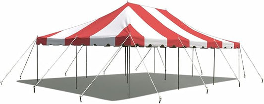 Party Tents Direct 20'x30' Weekender Canopy Pole Tent - Easy Up Canopy Tent with 120 Person Capacity - Outdoor Canopies for Parties, Weddings, & Events (Red/White Top)