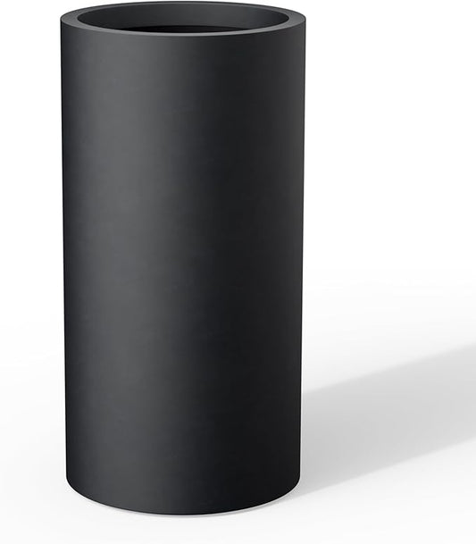 Kante 27.8 Inch Tall Cylindrical Planter, Large Round Plant Pots with Drainage Hole, Made with Concrete, Suitable for Indoor Outdoor Plants, Home Decor, Black