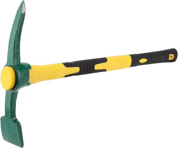 24 Inch Pick Mattock Hoe, Forged Weeding Mattock Pick Axe with Fiberglass Handle, Heavy Duty Garden Mattock Tool Adze Hoe for Gardening, Camping, Prospecting