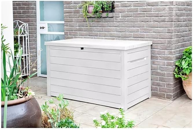 230-Gallon XXL Weather Resistant Resin Deck Storage Container Box, Outdoor Patio Garden Furniture (White)