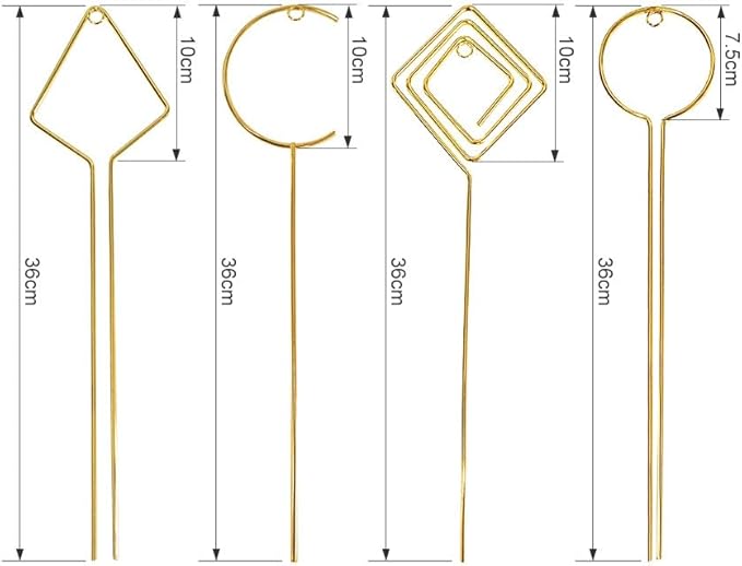 Plant Climbing Support - 4 Pack Small Metal Trellis for Climbing Plants Indoor, 15.7 Inch Indoor Plant Trellis with Different Patterns, Vine Plant Support for Flower Pothos (Gold)