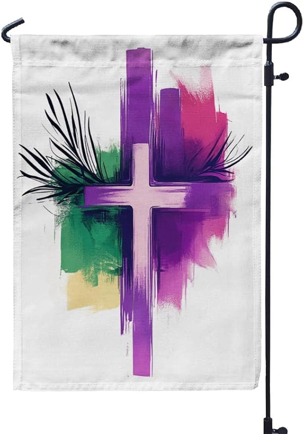 Cross Jesus Outdoor Garden Flag 12X18 Inches Double Sided Seasonal Garden Flag