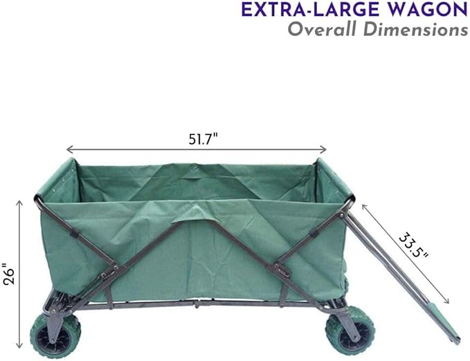 Impact Canopy Folding Collapsible Utility Wagon, Extra-Large Wagon with All-Terrain Wheels, Forest Green