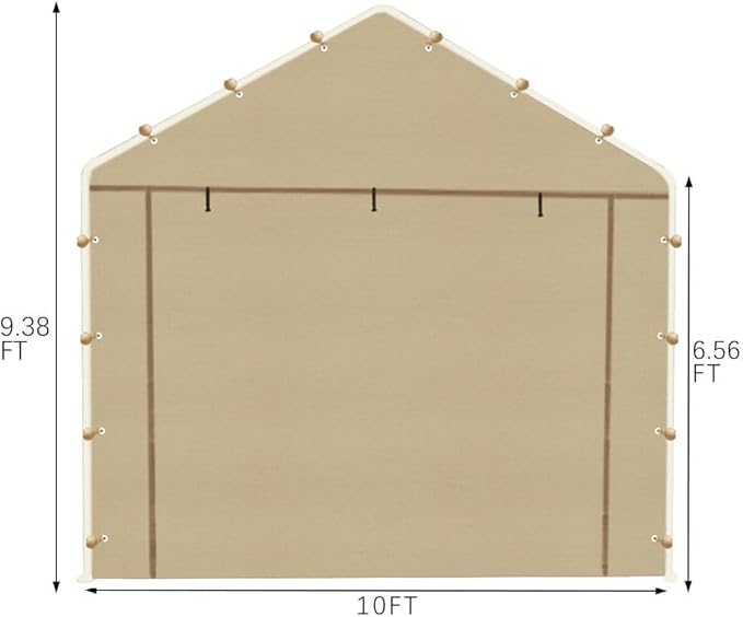 10 * 20 FT Carport Replacement Tarp Canopy, Sidewall kit Panel Set of 4, 180G PE Waterproof & UV Protected Replacement Sidewall Cover, Beige