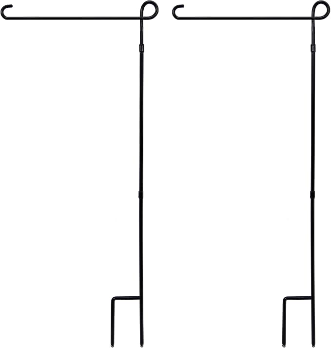 YEAHOME 2PC Garden Flag Stand Holder, Premium Yard Flag Holder Weather-Proof Metal Powder-Coated Flagpole for American Flag, Christmas Garden Flag, Winter Garden Flag, Outdoor Garden Decor Decoration