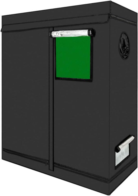 Grow Tent, Indoor Mylar Hydroponics Indoor Gardening Grow Tent Room with Observation Window and Floor Tray (48"x24"x60")