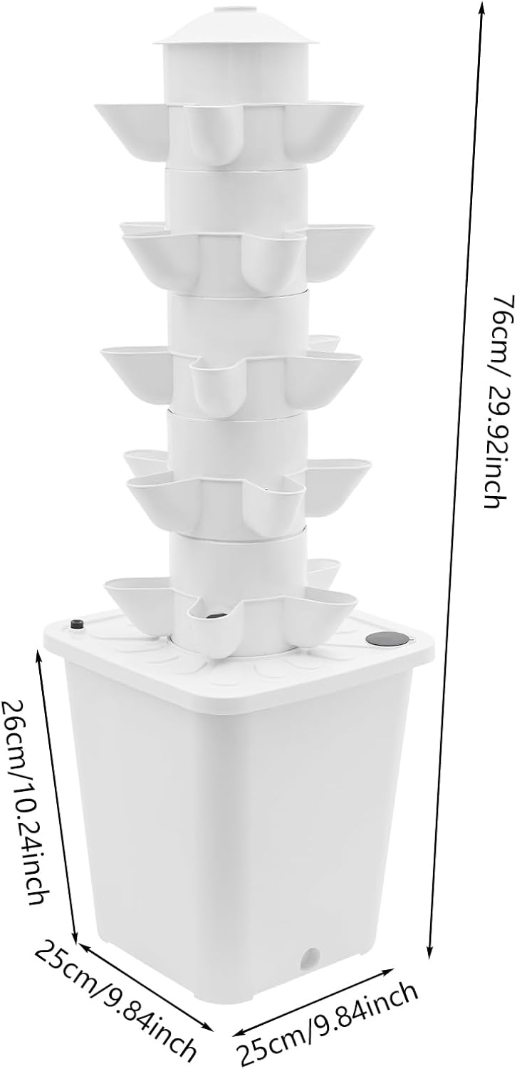 Hydroponics Vertical Growing Kit with Grow Lights 25 Plants Garden Hydroponic Growing System Outdoor Outdoor Indoor Vertical Garden Planter Tower with Automatic Watering for Herbs Fruits Vegetables