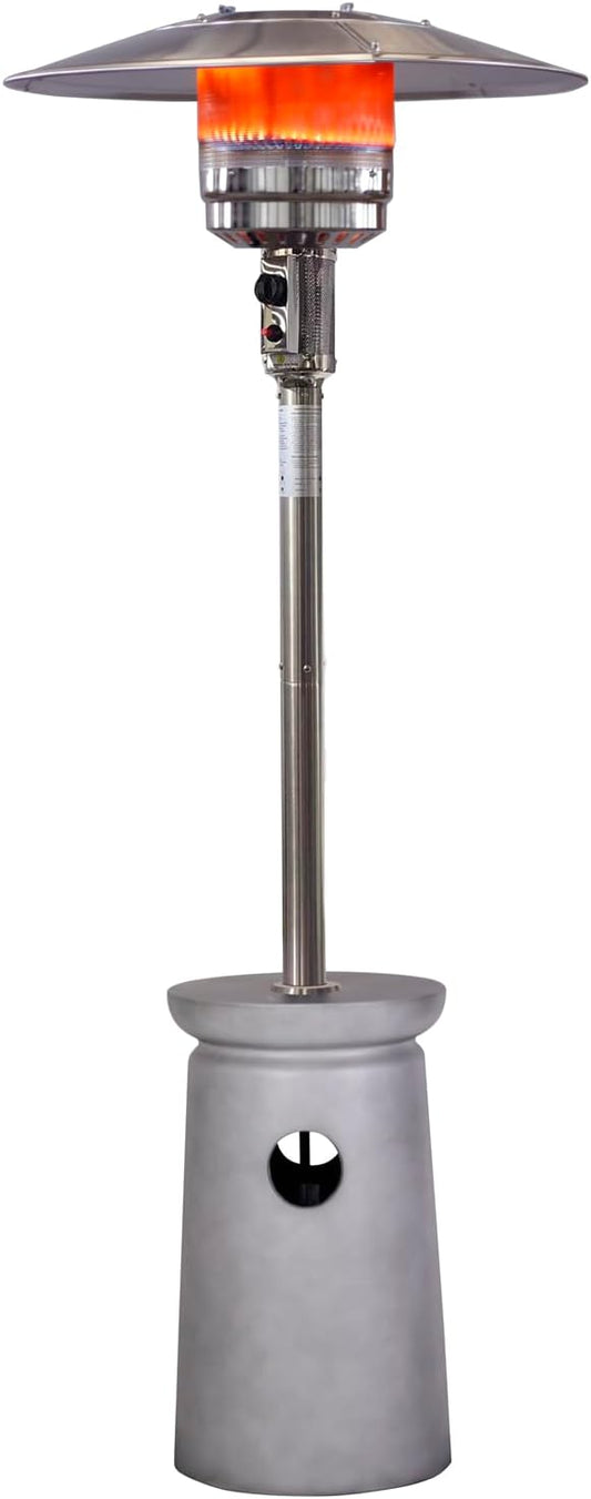 Afterglow 48,000 BTU Outdoor Patio Heater, Terrafab Material Base w Internal Gas Tank, Light Gray