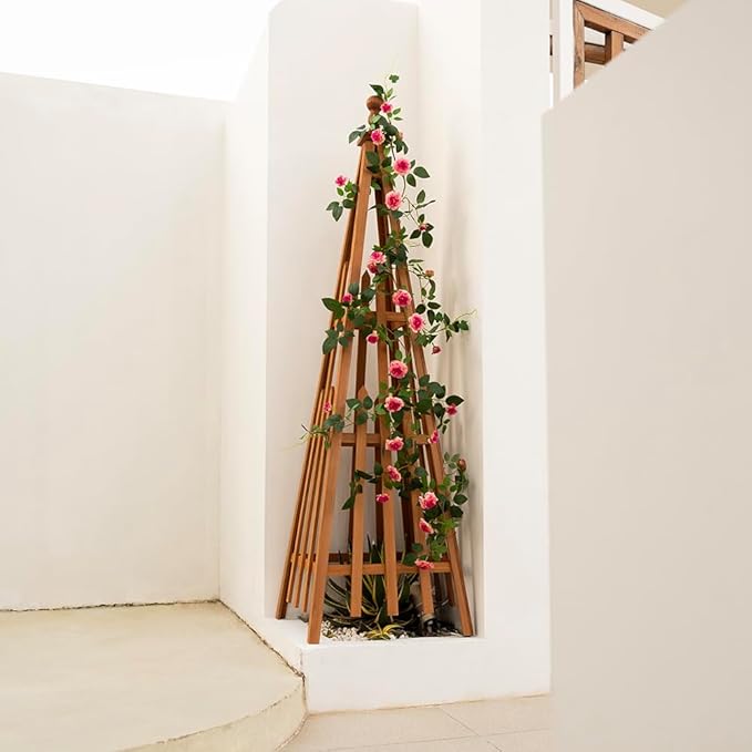 Wooden Obelisk Trellis The Ideal Support for Indoor and Outdoor Gardens, 68''H×20''W, Perfect for Tomatoes, Cucumbers, and Climbing Plants, Can Also be Used as a Background Decoration