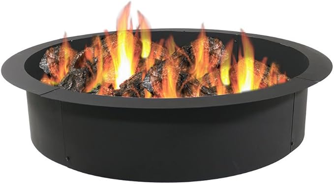 Sunnydaze Outdoor Fire Pit Ring - DIY Above or In-Ground Steel Fire Ring Insert - 36-Inch Outer/30-Inch Inner Diameter