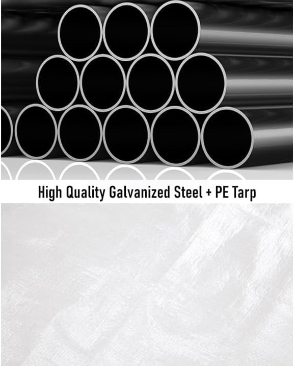 Garvee 13x20 Heavy Duty Carport Canopy, Galvanized Steel Frame Car Port with Waterproof PE Tarp, 4 Doors & 4 Windows, All Weather Portable Garage for Car Boat Truck, White