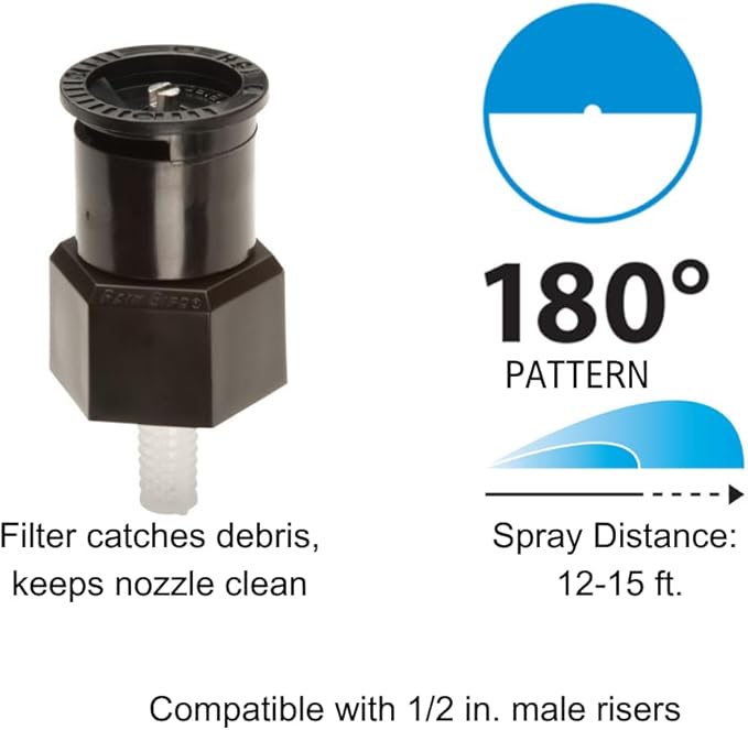 Rain Bird A17H Shrub Spray Nozzle, 180° Half Circle Pattern, 8' - 15' Spray Distance