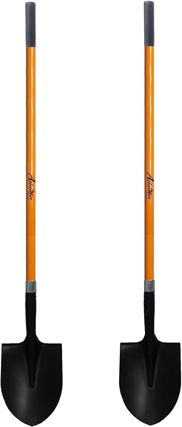Ashman HeavyDuty Digging Shovel (2 Pack) 47-Inch Lond Handle with Trenching Blade and durable Handle - Ideal for Garden, Landscaping, Construction, Masonry - Perfect for Digging Soil, Dirt, and Gravel