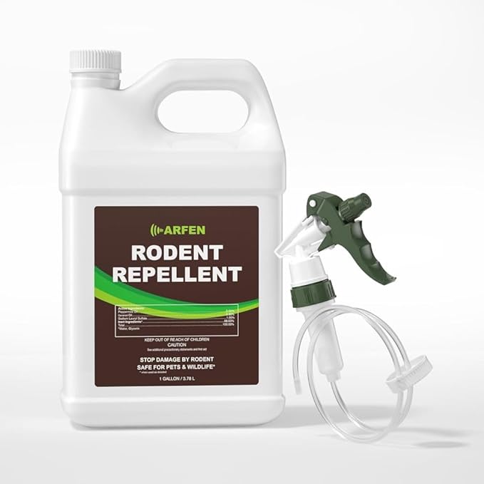 Rodent Repellent Spray – Effective Natural Peppermint Formula for Mice, Rats, Squirrels, and Rodents. Safe for Indoor, Outdoor, and Car Engines. Safe for People and Pets. (1 Gallon)