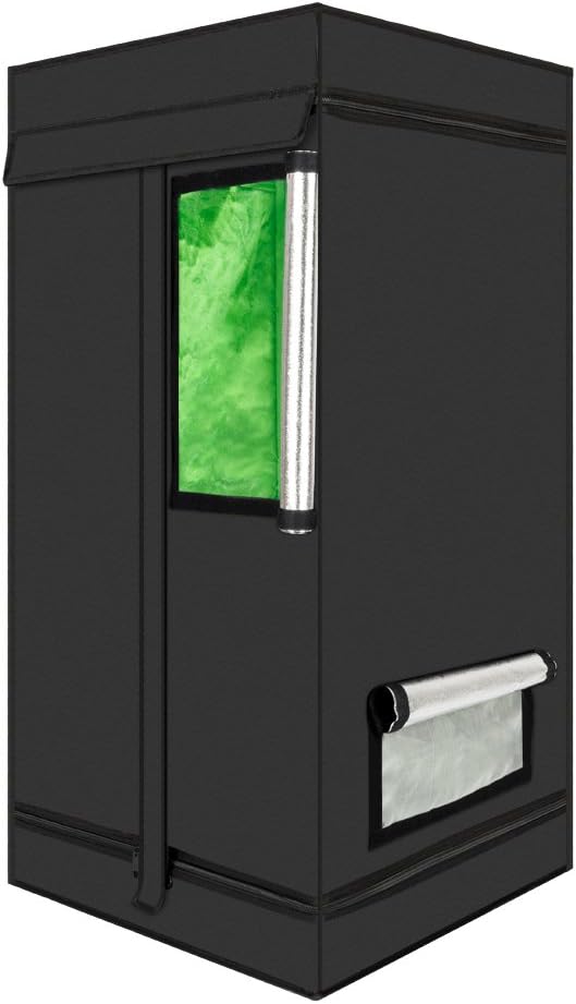 Plant Grow Tent, Black, 60x60x120cm, Indoor Growing with Observation Window and Floor Tray