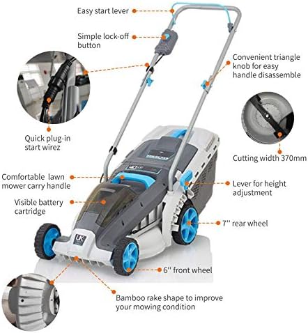 40V Cordless Lawn Mower 18 Inch Lightweight Lawnmower Brushless Motor 5 Cutting Heights Adjustable 2-1 Push Mowe W/Battery and Fast Charger