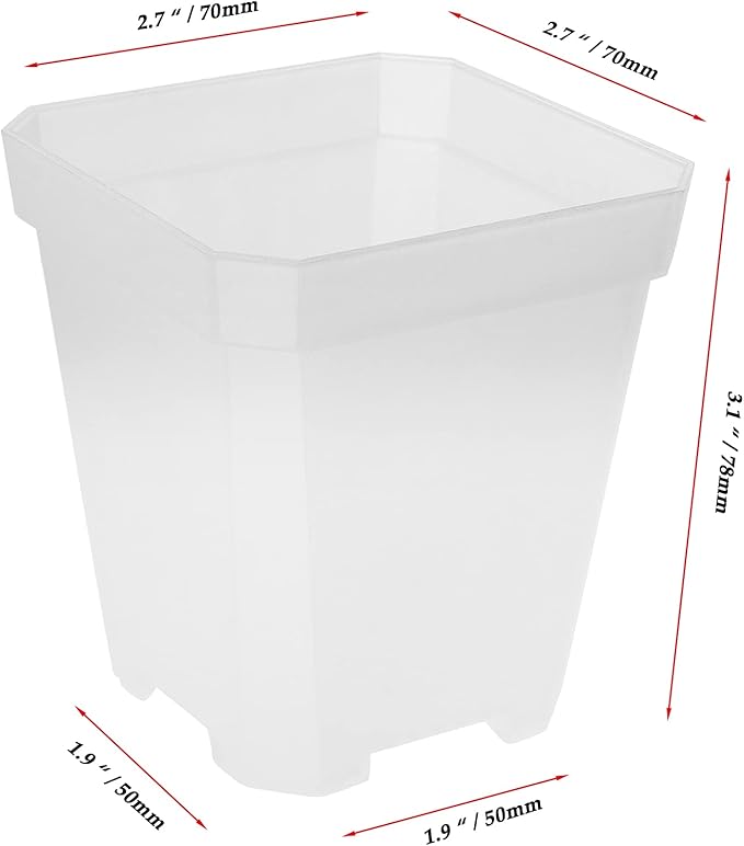 JOIKIT 120 Pack 3 Inch Clear Square Nursery Pot, Plastic Square Plant Pot with Drainage Hole, Transplant Seedling Nursery Planter for Indoor, Outdoor, Garden, Office, Balcony