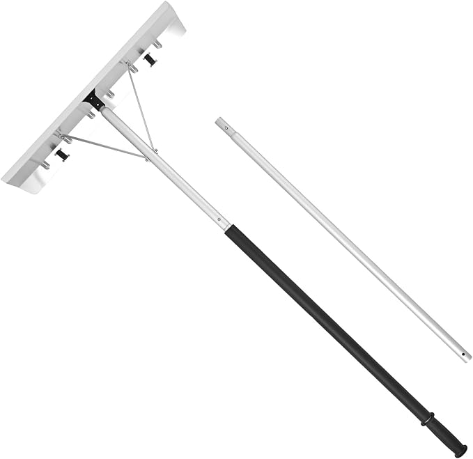 VEVOR Snow Roof Rake, 26 in Aluminum Blade, 7.5-20 ft Adjustable Roof Snow Scraper with Wheels, Anti-Slip Handle Snows Removal Tool, Lightweight House Rooftop Rake for Leaves Debris Removal