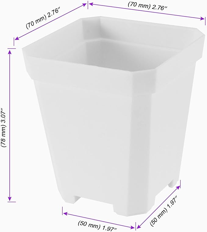 JOIKIT 120 Pack 3 Inch White Square Nursery Pot, Plastic Square Plant Pot with Drainage Hole, Seedling Nursery Transplant Planter for Indoor, Outdoor, Garden, Office, Balcony