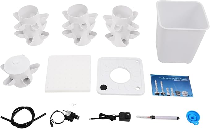 Hydroponic Growing Tower, 7 Layer 35 Pods Hydroponic Grow Towers Kit with Water Pump and Movable Water Tank, Plant Germination Kit, for Vegetable, Strawberries, Lettuce