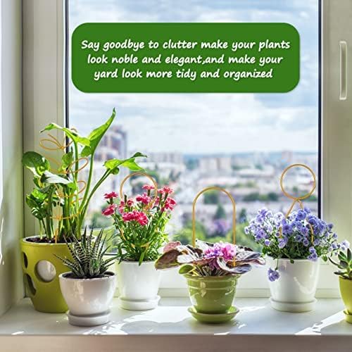8 Packs Gold Metal Wire Trellis for Potted Plants, Climbing Plants, Indoor Houseplant Lover, Hoya, Pothos, Flower, Monstera