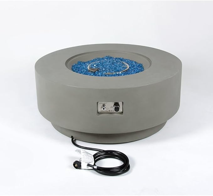 Colosseo Concrete Fire Pit 40.9" x 40.9" Patio Firepit Includes Fire Glass Modern Fire Pits & Outdoor Fireplaces for Garden, Deck, Indoor & Outdoor Heating