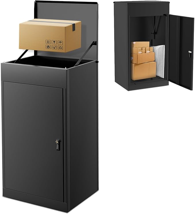 Package Delivery Boxes for Outside, Large Parcel Drop Boxes with Coded Lock, Waterproof Anti-Theft Mailbox with Floor Spikes, Heavy-Duty Steel Secure Package Delivery Box for Porch Yard Home Office