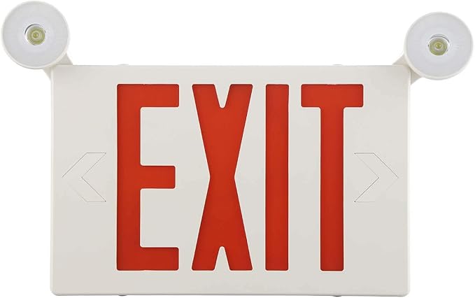 1 Pack Red Led Exit Sign with Emergency Lighting Battery Backp -Two LED Adjustable Head -120V/277V-UL Listed-Exit Lighting -Dual LED Lamp ABS Fire Resistance for Power Failure.
