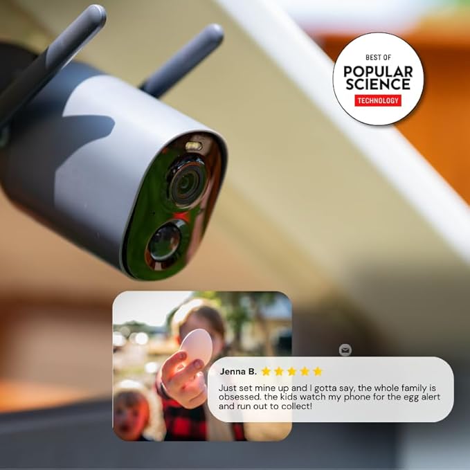 Coop Smart WiFi Chicken Camera – iOS Only, 1080p HD, Night Vision, AI Predator Alerts, Battery + Solar Option, Outdoor Waterproof Security Cam Monitoring & Egg Watch