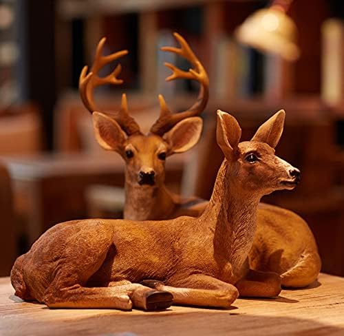 JHVYF Adorable Deer Statue Decor for Garden Yard Buck & Doe Lying Outdoor Sculptures for Home Decor 312-313…