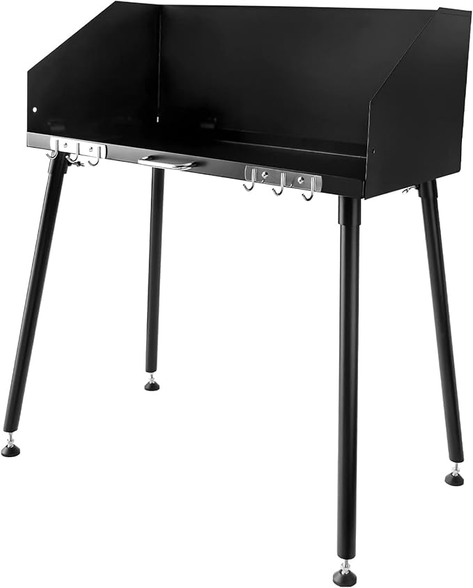 Camp Cooking Table with Foldable Three-Sided Windscreen and Legs, Perfect for Dutch Oven Cooking with Charcoal Briquettes and Food Preparation,30x16
