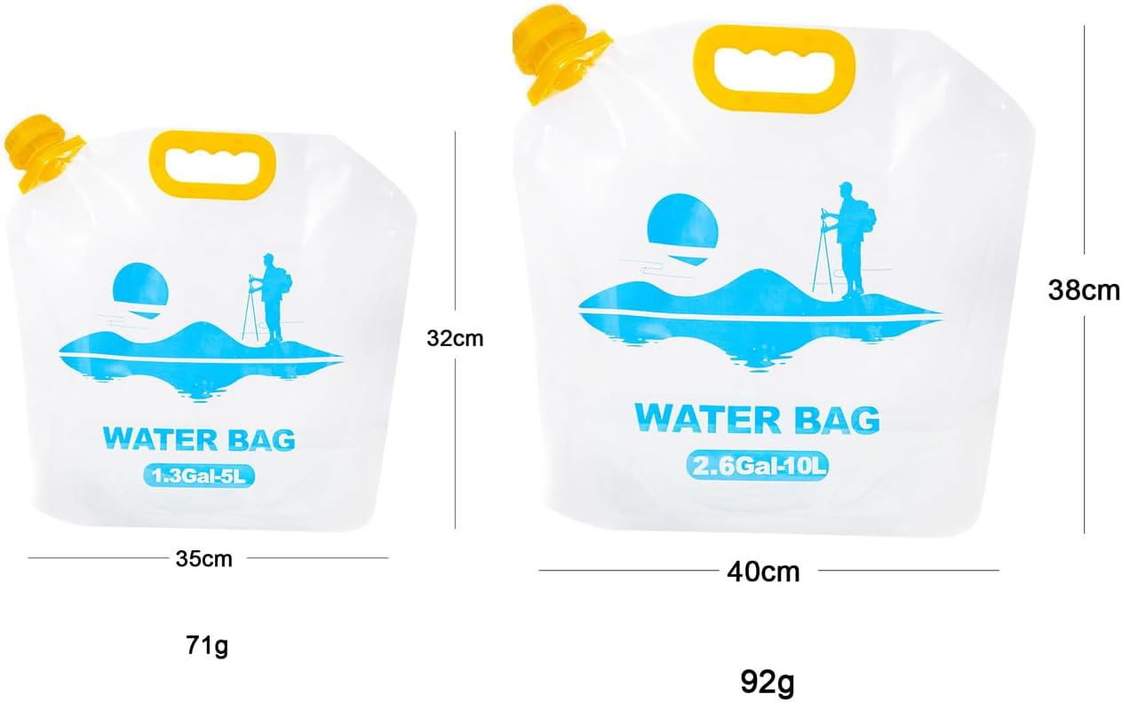 Collapsible Emergency Water Container Bag,WaterStorageCube,Flat Folding,BPA Free Food Grade,Clear Plastic Storage Jug for Camping Hiking Backpack,No-Leak Freezable,Water Bottle 2.6 Gallon/8pcs