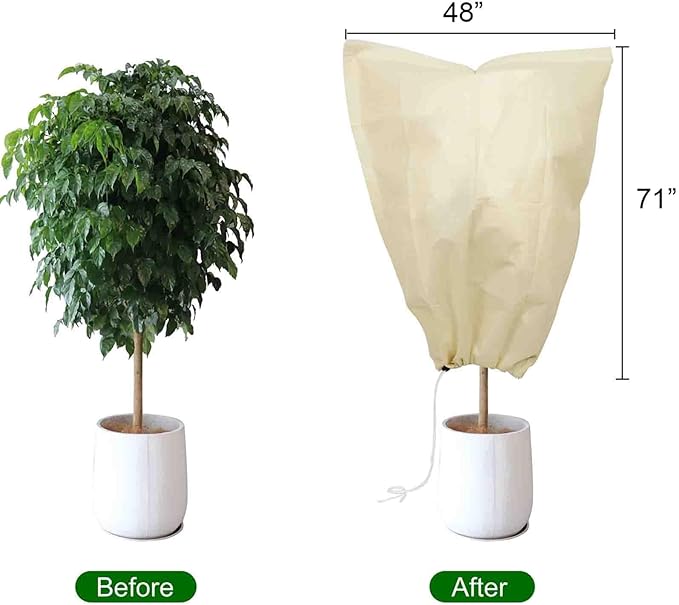 78x41inches Plant Covers Freeze Protection,2 Packs Thickened 2.82oz/yd² Frost Cloth for Outdoor Plants,Winter Tree Covers with Zipper&Drawstring,Plant Blanket for Winter Plant Covers Freeze Protection