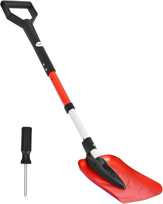 VEVOR Snow Shovel for Driveway, 9 in Foldable Snow Shovel with D-Shaped Handle, 36-40 in Adjustable, Lightweight Aluminum Alloy Snows Removal Tool, Reduce Back Strains for Garden Car Camping