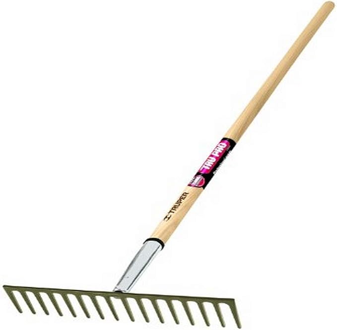 Truper 33126 Tru Pro Heavy Duty Road Rake with 16-Teeth, 1-1/2-Inch Section, Ash Handle, 66-Inch
