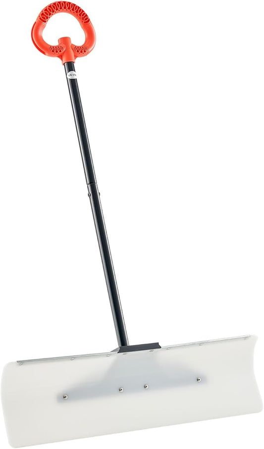 VEVOR Snow Pusher, 30 inch Wide Push Snow Shovel Plow for Driveway, Sidewalks and Doorways with Segmented Handle, Ergonomic Grip and HDPE Plastic Blade