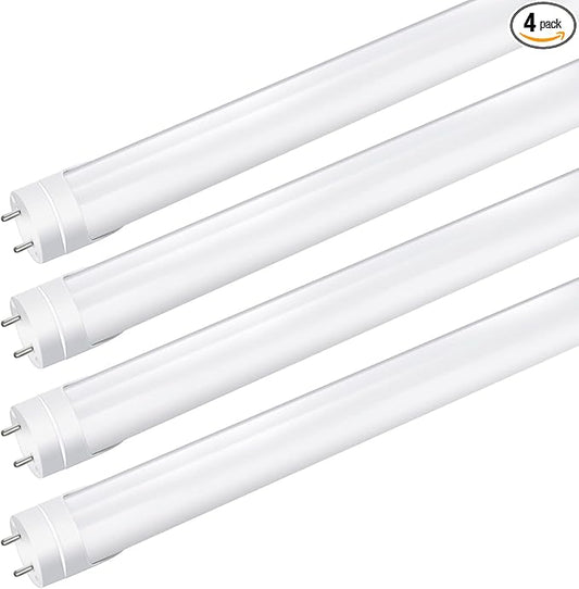 LightingWill LED T8 Light Tube 4FT, Warm White 3000K-3500K, Dual-End Powered Ballast Bypass, 2000Lumen 18W (40W Equivalent Fluorescent Replacement), Frosted Cover, AC85-265V Lighting Fixture, 4 Pack…