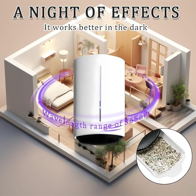 2 Pack Plug in Indoor Fly Trap, Silent and Safe Mosquito Killer, Portable Flying Insect Trap, Rapidly Flying Trap, 10 Pcs Sticky Pads, White (Small)