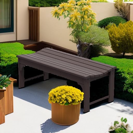 WestinTrends Malibu Outdoor Bench, All Weather Resistant Poly Lumber Backless Patio Garden Bench, Adirondack Curved Bench Seat for Comfort, Dark Brown