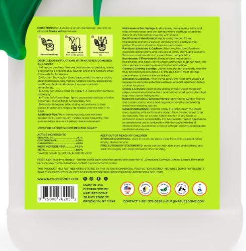 Nature's Dome Bed Bug Spray – 100% Kill Rate, 1 Gallon Natural Bed Bug & Mite Killer, Destroys Eggs, Kills Resistant Strains, Long-Lasting Protection, Safe for Home Use